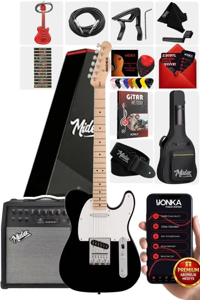 Midex TLX-50WB-50AMP Tele Kasa Maple Klavye 2 Single-Coil 50W Amfili Elektro Gitar