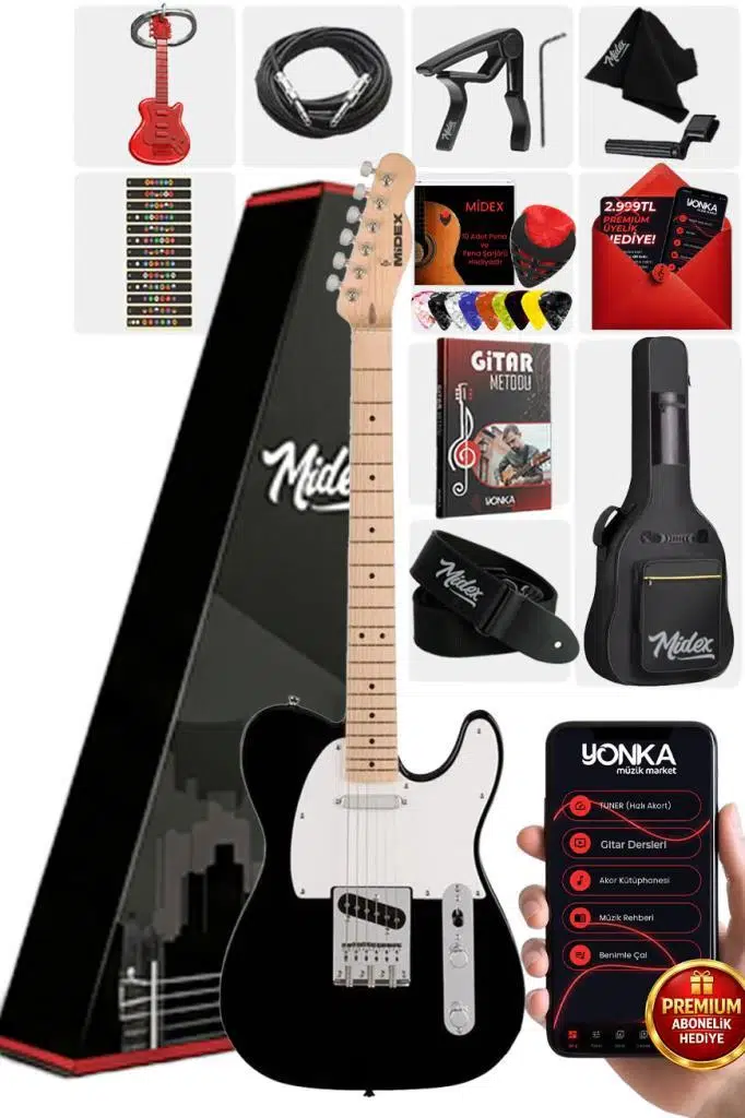 Midex TLX-50WB Tele Kasa Maple Klavye 2 Single-Coil Manyetik Elektro Gitar