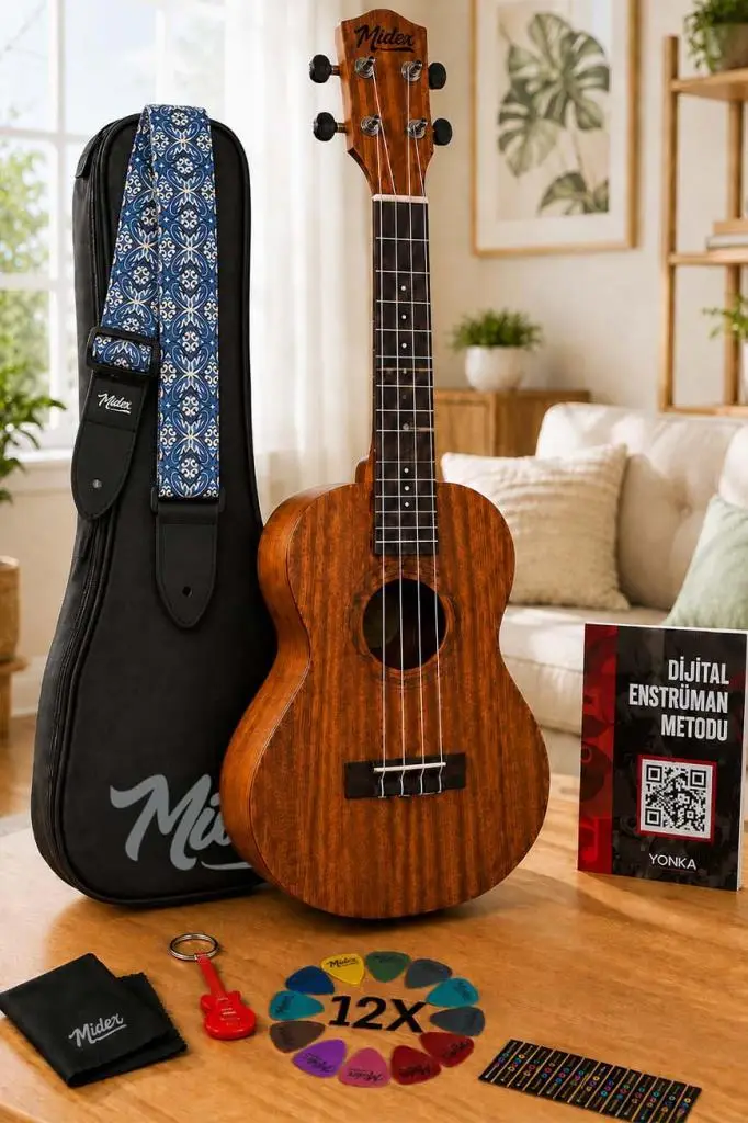 Midex TN-26M Set Maun Tenör Ukulele (Metod Nota Sticker Askı Pena)