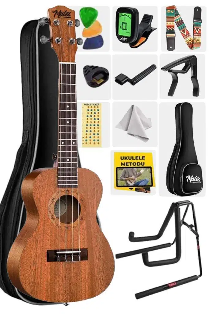 Midex TN-26MC-ST Set Maun Tenör Ukulele (Softcase Stand Tuner Capo Metod Nota Sticker Askı Pena) Midex TN-26MC-ST Set Maun Tenör Ukulele (Softcase Stand Tuner Capo Metod Nota Sticker Askı Pena)