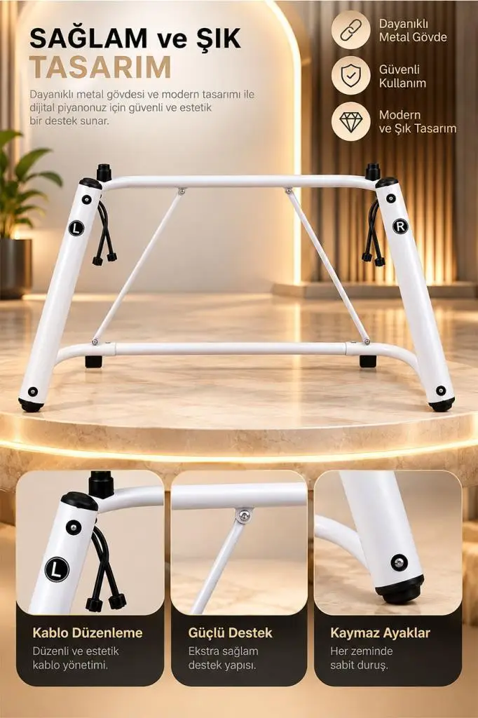 Midex U-WH Stand Org ve Piyano Standı Sehpası Yüksek Kaliteli