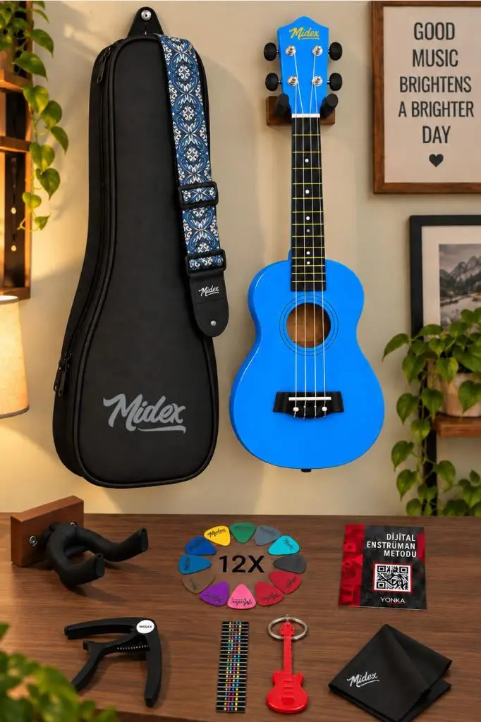 Midex UKX-233BL Mavi Concert Ukulele (Askı Çanta Metod Pena)