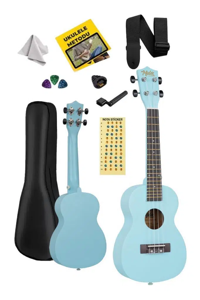 Midex UKX-233LTB Açık Mavi Concert Ukulele (Askı Çanta Metod Pena) Midex UKX-233LTB Açık Mavi Concert Ukulele (Askı Çanta Metod Pena)