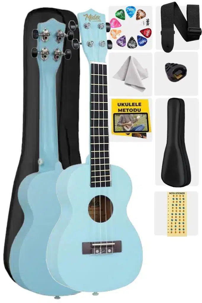 Midex UKX-233LTB Açık Mavi Concert Ukulele (Askı Çanta Metod Pena) Midex UKX-233LTB Açık Mavi Concert Ukulele (Askı Çanta Metod Pena)