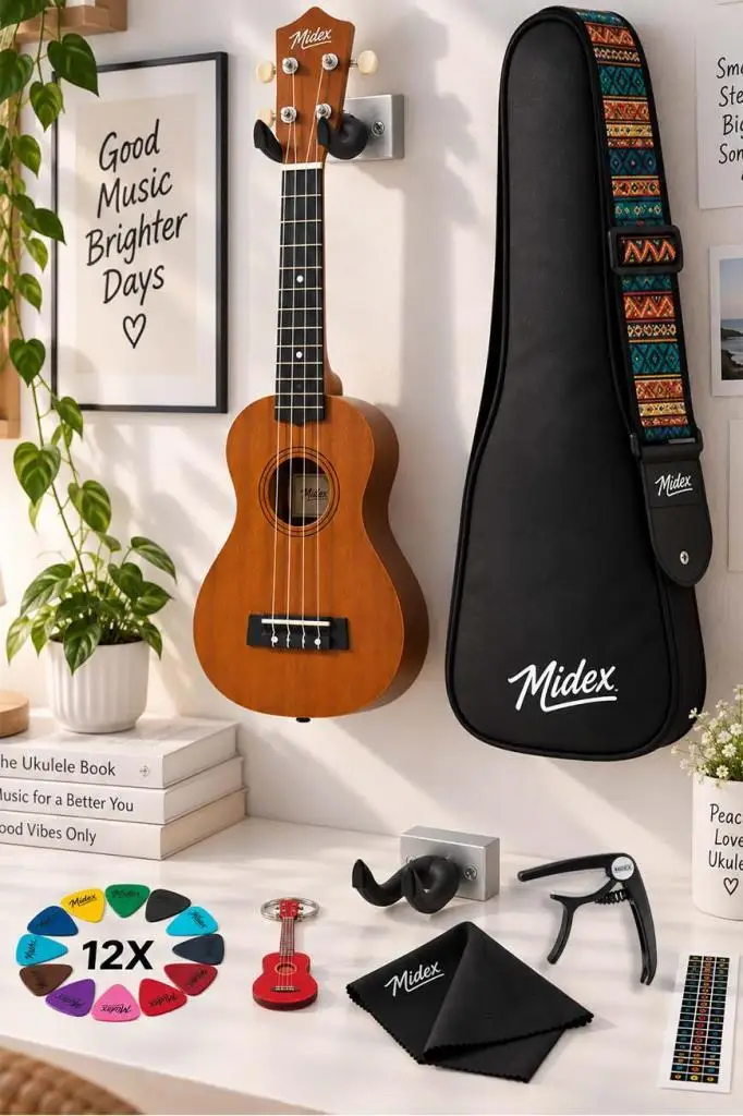 Midex UKX-233M Kahverengi Concert Ukulele (Askı Çanta Pena)