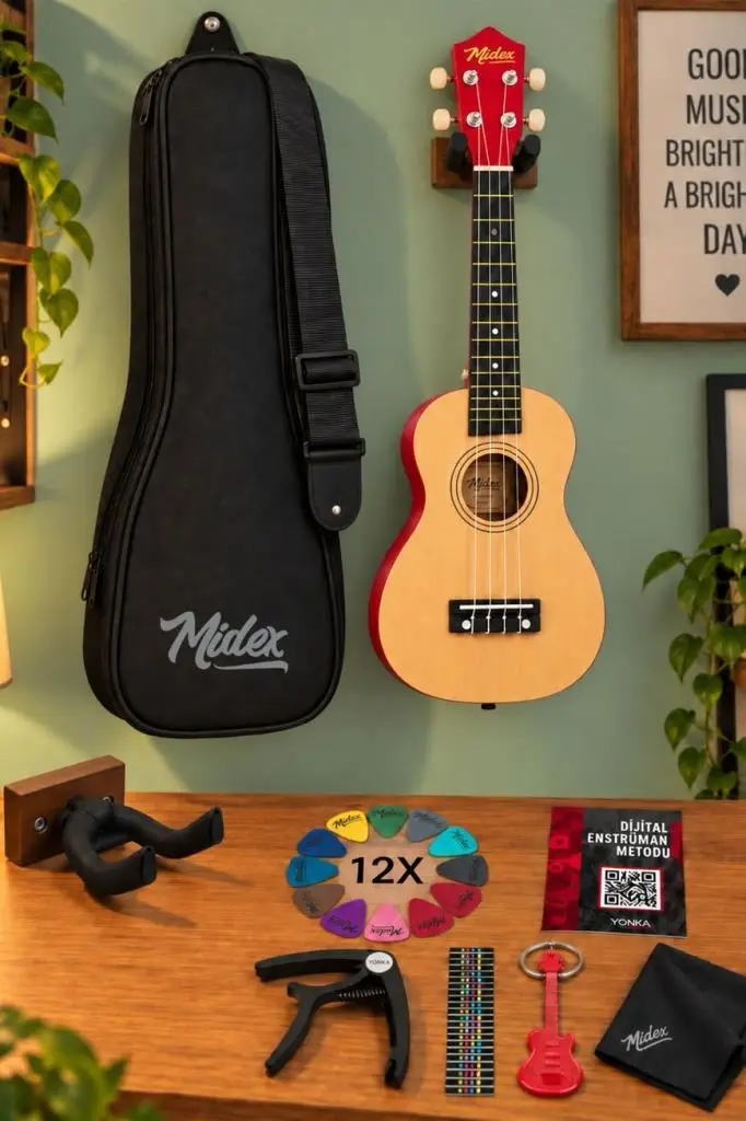 Midex UKX-233NT Naturel Concert Ukulele (Askı Çanta Pena)