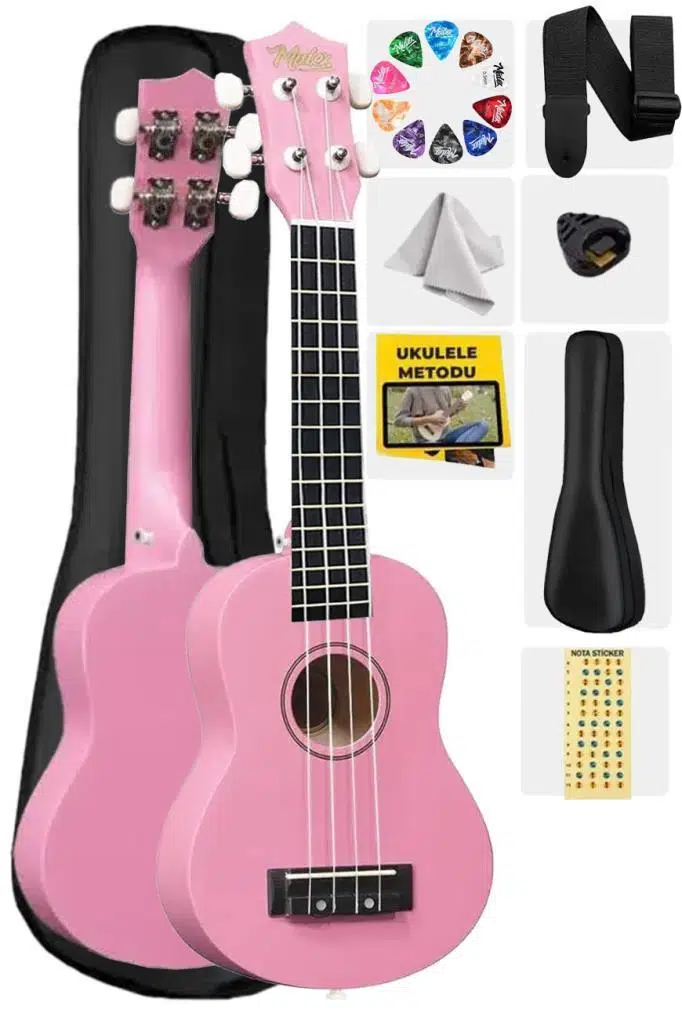 Midex UKX-233PK Pembe Concert Ukulele (Askı Çanta Metod Pena)