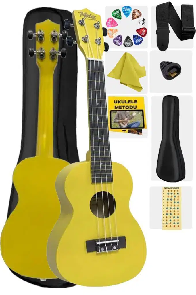 Midex UKX-233YLW Sarı Concert Ukulele (Askı Çanta Metod Pena)
