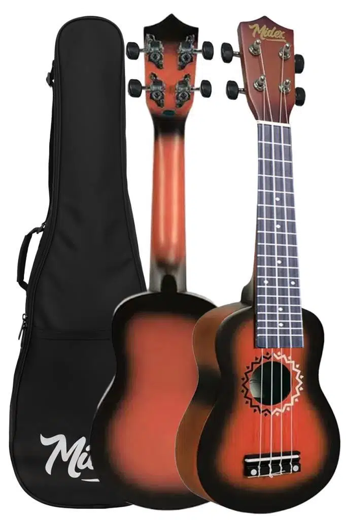 Midex UKX-600RD Sunburs Efektli Maun Concert Ukulele Full Set