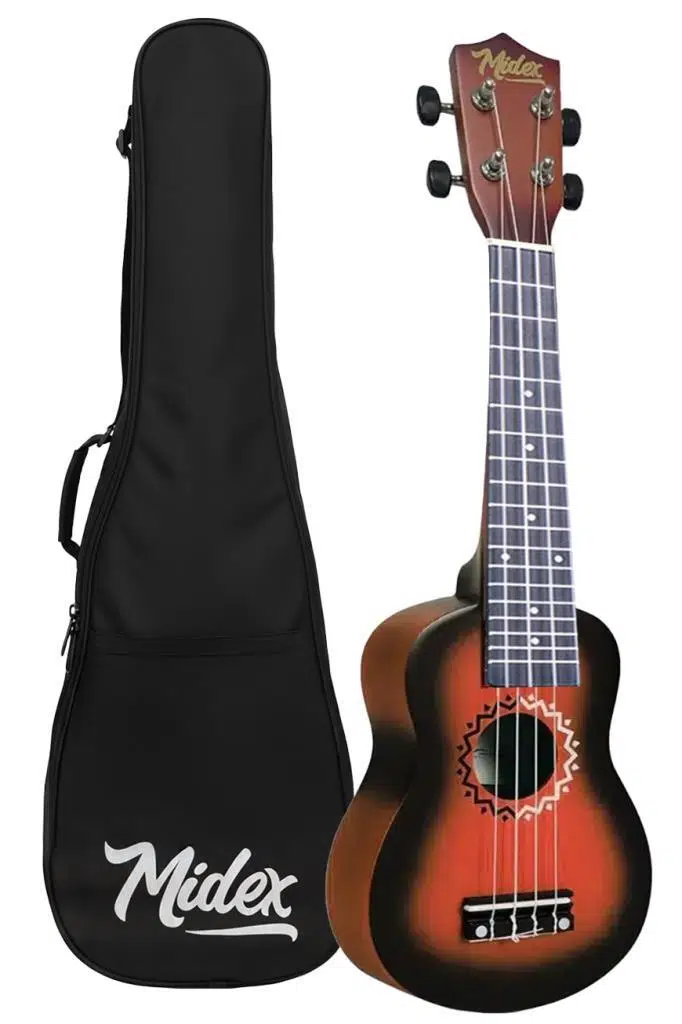 Midex UKX-600RD Sunburs Efektli Maun Concert Ukulele Full Set
