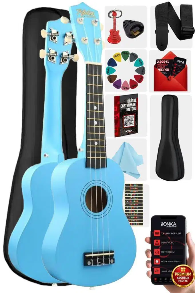 Midex UKX-901BL Mavi Soprano Ukulele (Askı Çanta Pena)