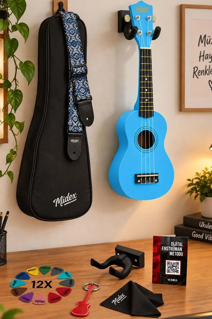 Midex UKX-901BL Mavi Soprano Ukulele (Askı Çanta Pena)