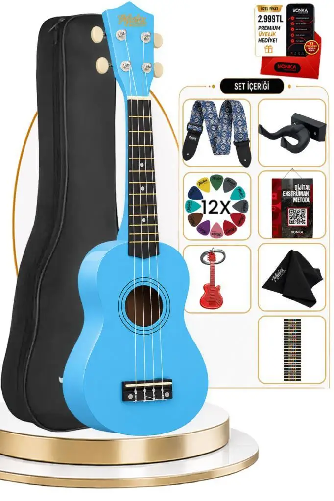Midex UKX-901BL Mavi Soprano Ukulele (Askı Çanta Pena)