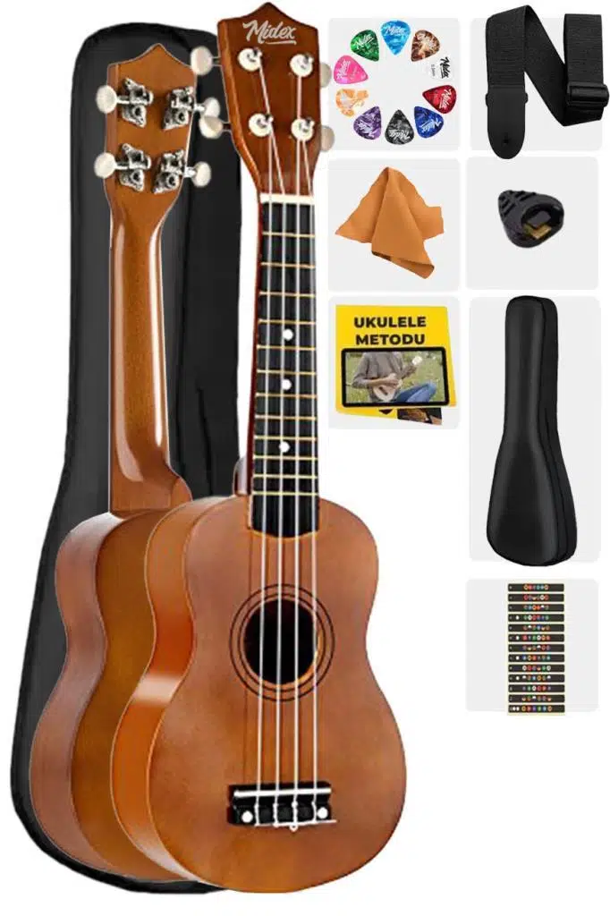 Midex UKX-901M Brown Soprano Ukulele (Askı Çanta Metod Pena)