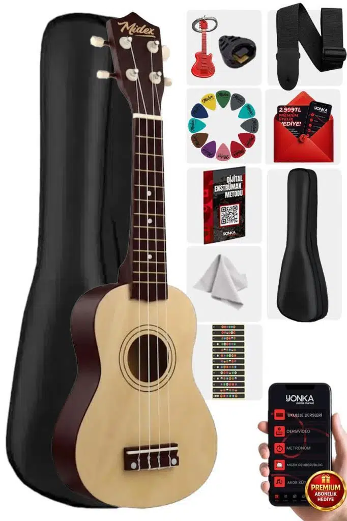 Midex UKX-901NT Naturel Soprano Ukulele (Askı Çanta Pena) Midex UKX-901NT Naturel Soprano Ukulele (Askı Çanta Pena)