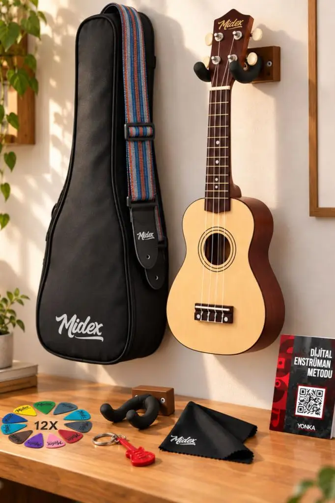 Midex UKX-901NT Naturel Soprano Ukulele (Askı Çanta Pena)