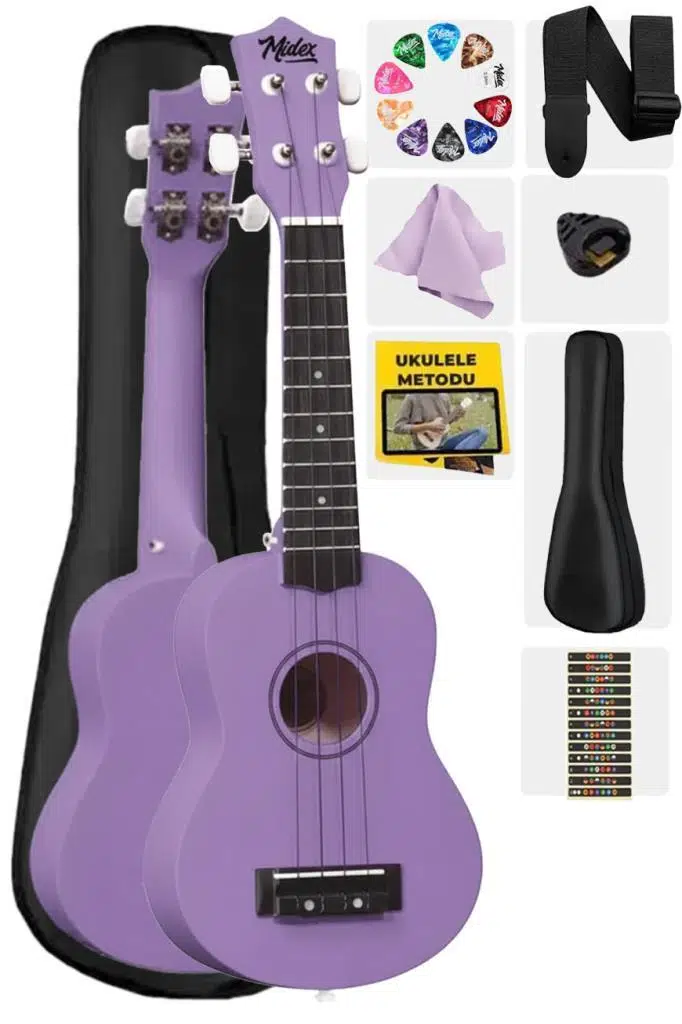 Midex UKX-901PRP Mor Soprano Ukulele (Askı Çanta Metod Pena) Midex UKX-901PRP Mor Soprano Ukulele (Askı Çanta Metod Pena)