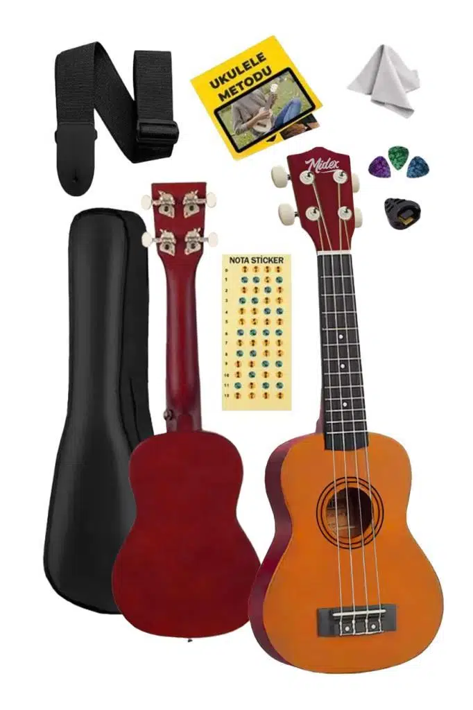 Midex UKX-901YL Turuncu Soprano Ukulele (Askı Çanta Metod Pena) Midex UKX-901YL Turuncu Soprano Ukulele (Askı Çanta Metod Pena)