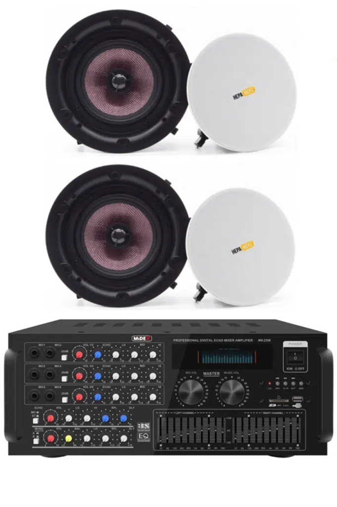 Midex Upper Segment Paket-2 Üst Segment Tavan Hoparlör ve Mikser Amfi Seti ( 1 ANFİ + 2 HOPARLÖR) Midex Upper Segment Paket-2 Üst Segment Tavan Hoparlör ve Mikser Amfi Seti ( 1 ANFİ + 2 HOPARLÖR)