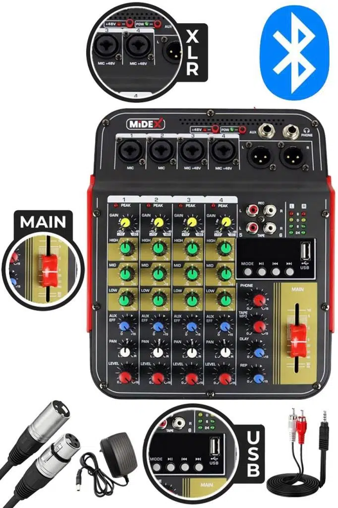 Midex Vokal Paket-1 MX2020 Mikrofon ve MDX-04FXU Stüdyo Mikseri Kulaklık Full Set Midex Vokal Paket-1 MX2020 Mikrofon ve MDX-04FXU Stüdyo Mikseri Kulaklık Full Set