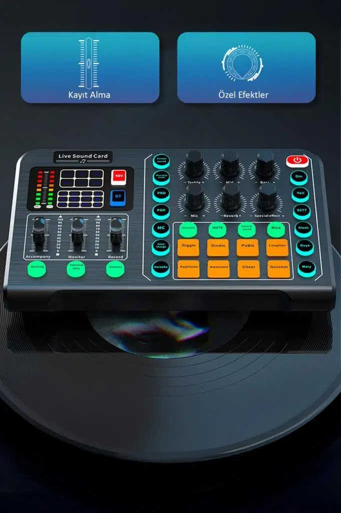 Midex VS13 Üst Kalite Canlı Yayın Stüdyo Kayıt Ses Kartı Efektli Radyo Mikseri Midex VS13 Üst Kalite Canlı Yayın Stüdyo Kayıt Ses Kartı Efektli Radyo Mikseri