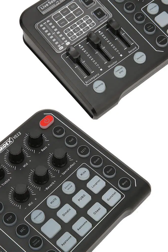 Midex VS13 Üst Kalite Canlı Yayın Stüdyo Kayıt Ses Kartı Efektli Radyo Mikseri
