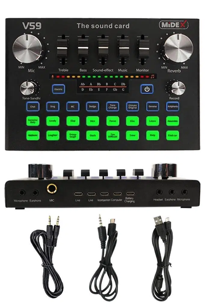 Midex VS9 Stüdyo Kayıt Canlı Yayın Ses Kartı Efektli Radyo Mikseri (Telefon ve PC Podcast Radyo Canlı Yayıncılar)