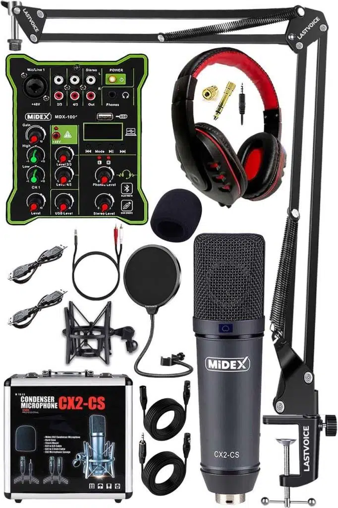 Midex Wizard Paket-1 CX2 Stüdyo Mikrofon MDX-100 Stüdyo Kayıt Mikseri Kulaklık Ekipman Seti Midex Wizard Paket-1 CX2 Stüdyo Mikrofon MDX-100 Stüdyo Kayıt Mikseri Kulaklık Ekipman Seti