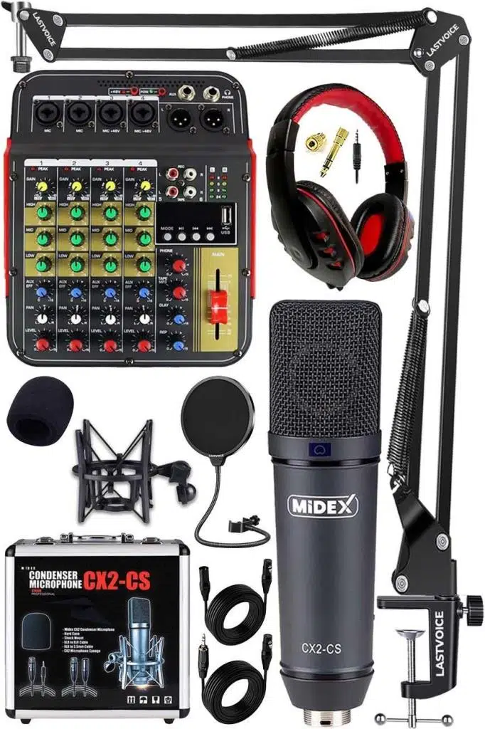 Midex Wizard Paket-2 CX2 Stüdyo Mikrofon MDX-04FXU Stüdyo Kayıt Mikseri Kulaklık Ekipman Seti