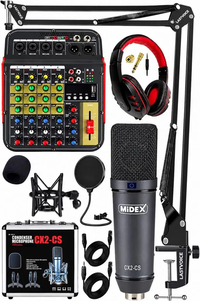 Midex Wizard Paket-2 CX2 Stüdyo Mikrofon MDX-04FXU Stüdyo Kayıt Mikseri Kulaklık Ekipman Seti