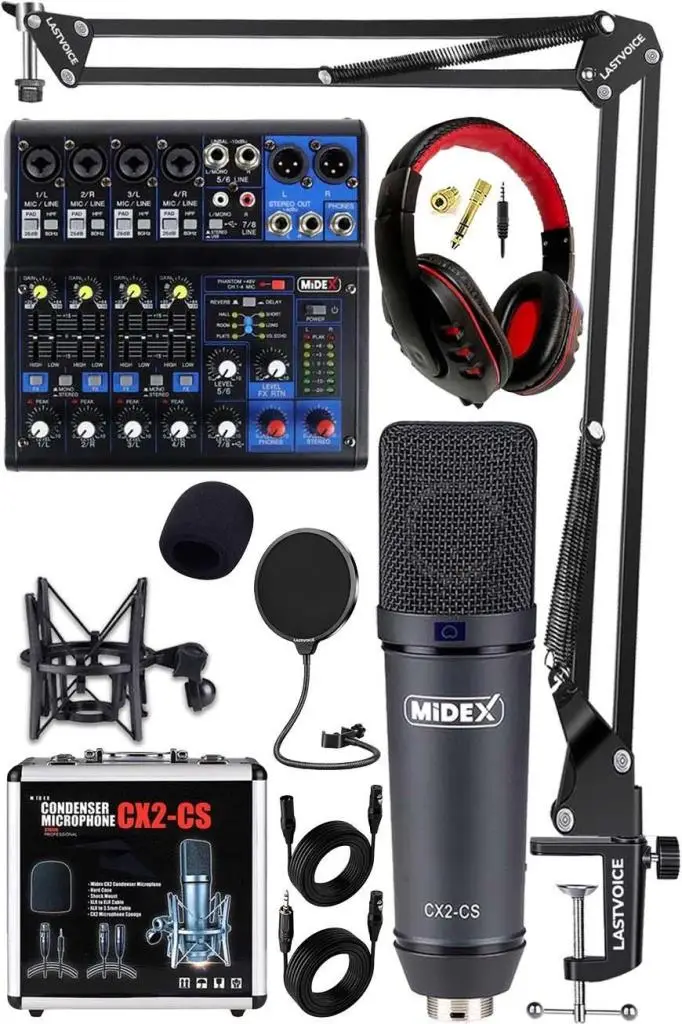 Midex Wizard Paket-3 CX2 Stüdyo Mikrofon MDX-06FXU Stüdyo Kayıt Mikseri Kulaklık Ekipman Seti