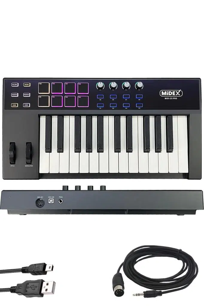 Midex Wizard Paket-6 Stüdyo Ekipmanları Seti (Monitör Mikrofon Ses Kartı Kulaklık Midi Klavye)