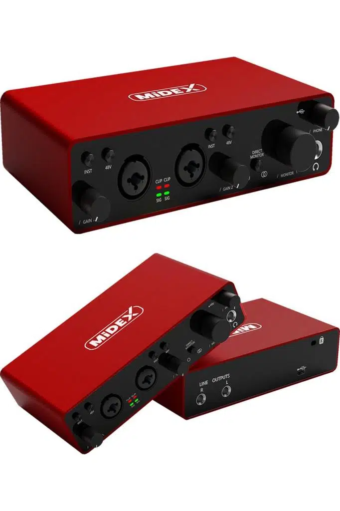 Midex Wizard Paket-6 Stüdyo Ekipmanları Seti (Monitör Mikrofon Ses Kartı Kulaklık Midi Klavye)