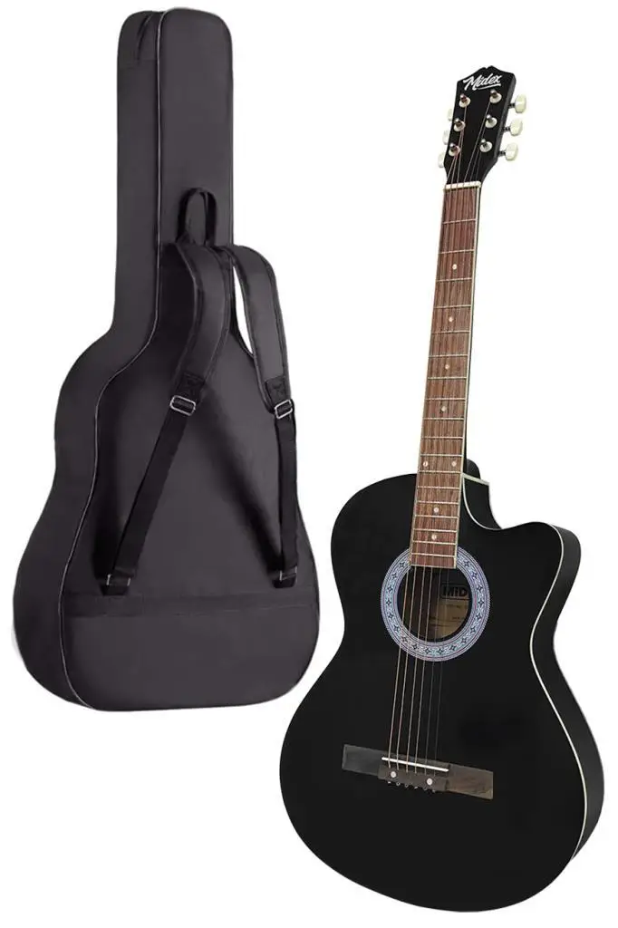 Midex XC-120 Siyah Kaliteli Akustik Gitar Gül Klavye Sap Ayarlı 4/4 Yetişkin Boy Full Set
