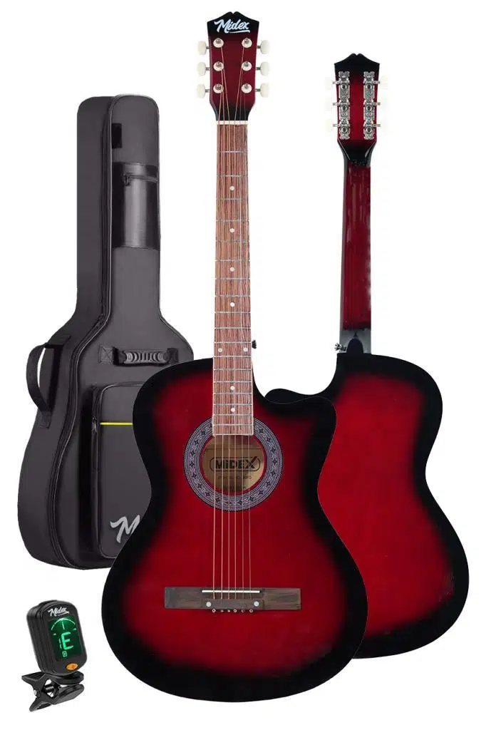 Midex XC-120RD Kaliteli Akustik Gitar Gül Klavye Sap Ayarlı 4/4 Full Set