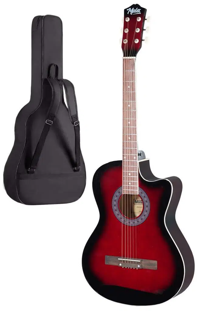 Midex XC-120RD Kaliteli Akustik Gitar Gül Klavye Sap Ayarlı 4/4 Full Set