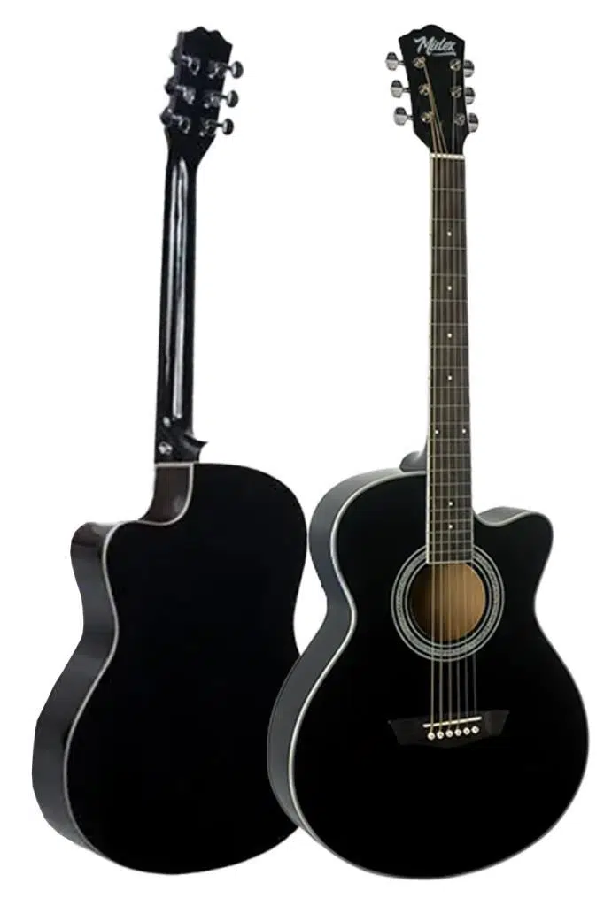 Midex XC-200BK Kesik Kasa Siyah Akustik Gitar 4/4 Yetişkin Üst Segment (Gigbag Çanta Tuner Capo Askı Pena)