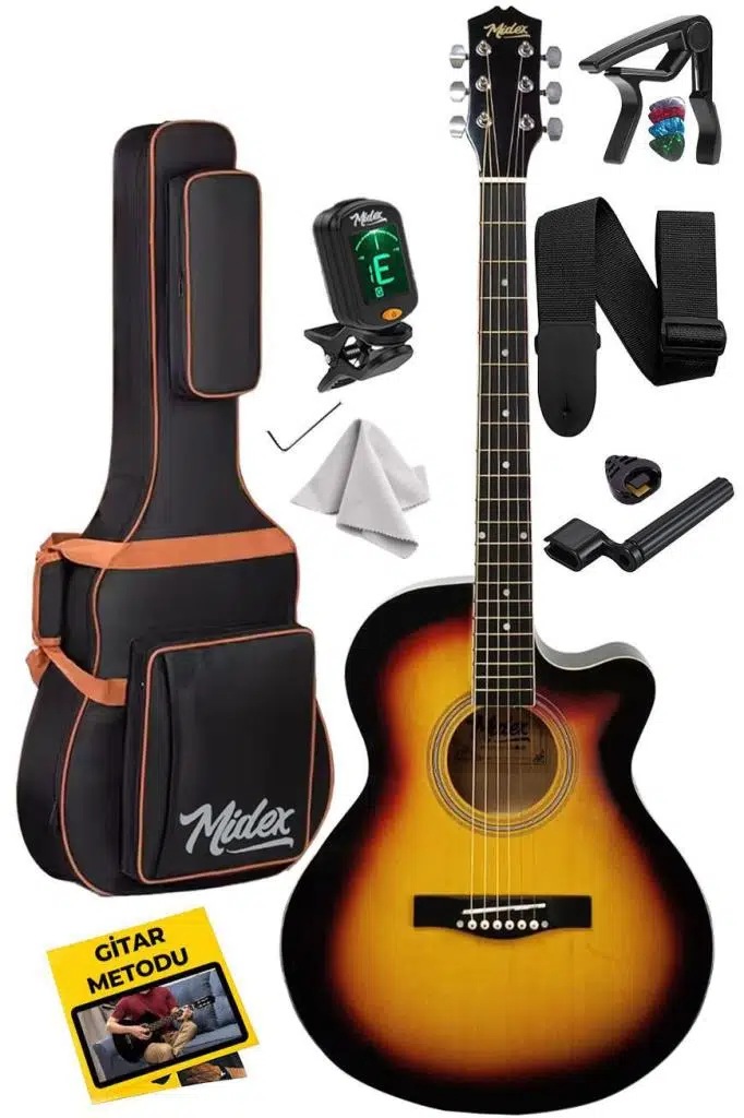 Midex XC-200SB Kaliteli Akustik Gitar Seti 40 İnç 4/4 Yetişkin Full Set Midex XC-200SB Kaliteli Akustik Gitar Seti 40 İnç 4/4 Yetişkin Full Set