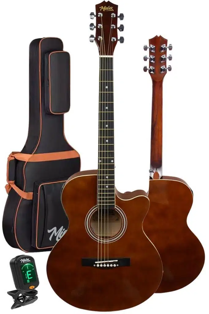Midex XC-300BRW-EQ Profesyonel Kahverengi Elektro Akustik Gitar Seti 40 İnç 4/4 Yetişkin Full Set