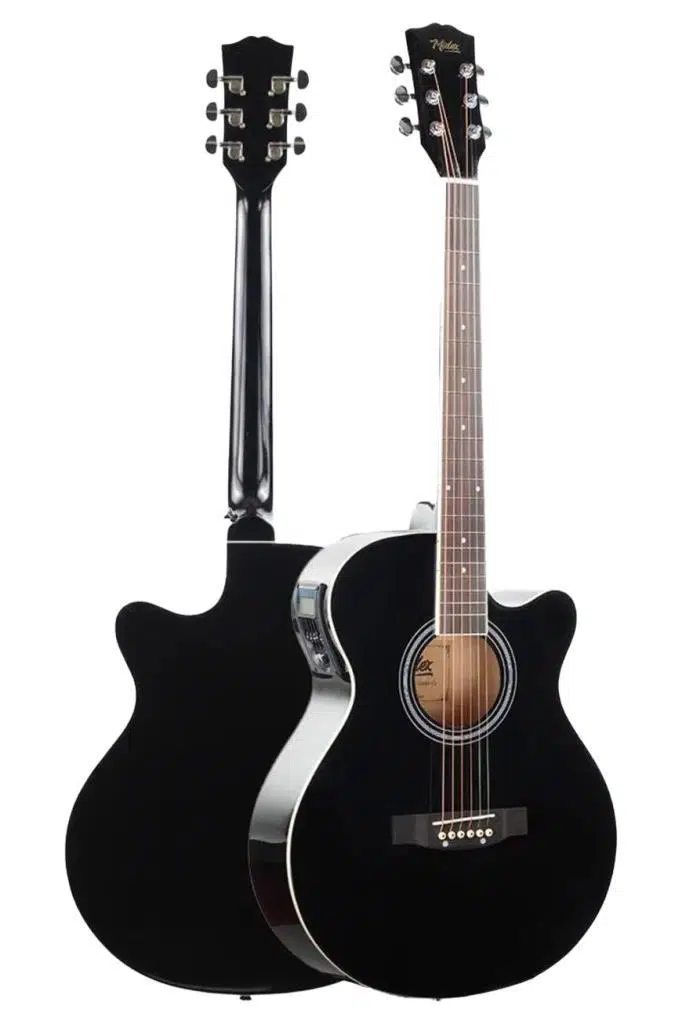 Midex XC-300XBK-AMP Profesyonel AMFİLİ Siyah Elektro Akustik Gitar (Amfi Çanta Capo Askı Jak Kablo Pena)