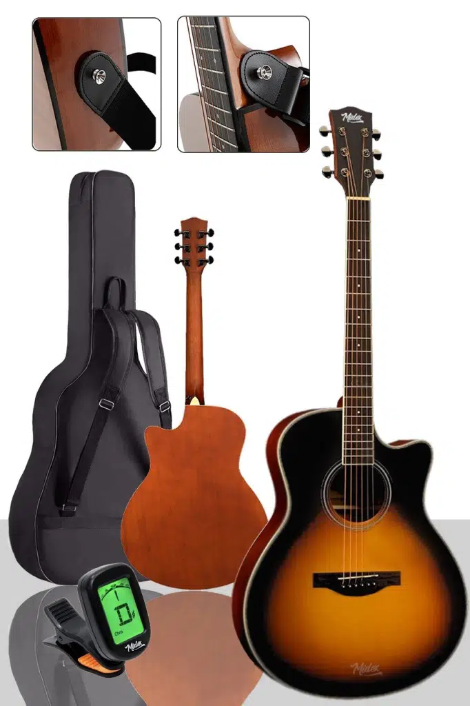 Midex XC-400 Sunburs Akustik Gitar 4/4 Yetişkin Boy (Çanta Tuner Askı Capo)