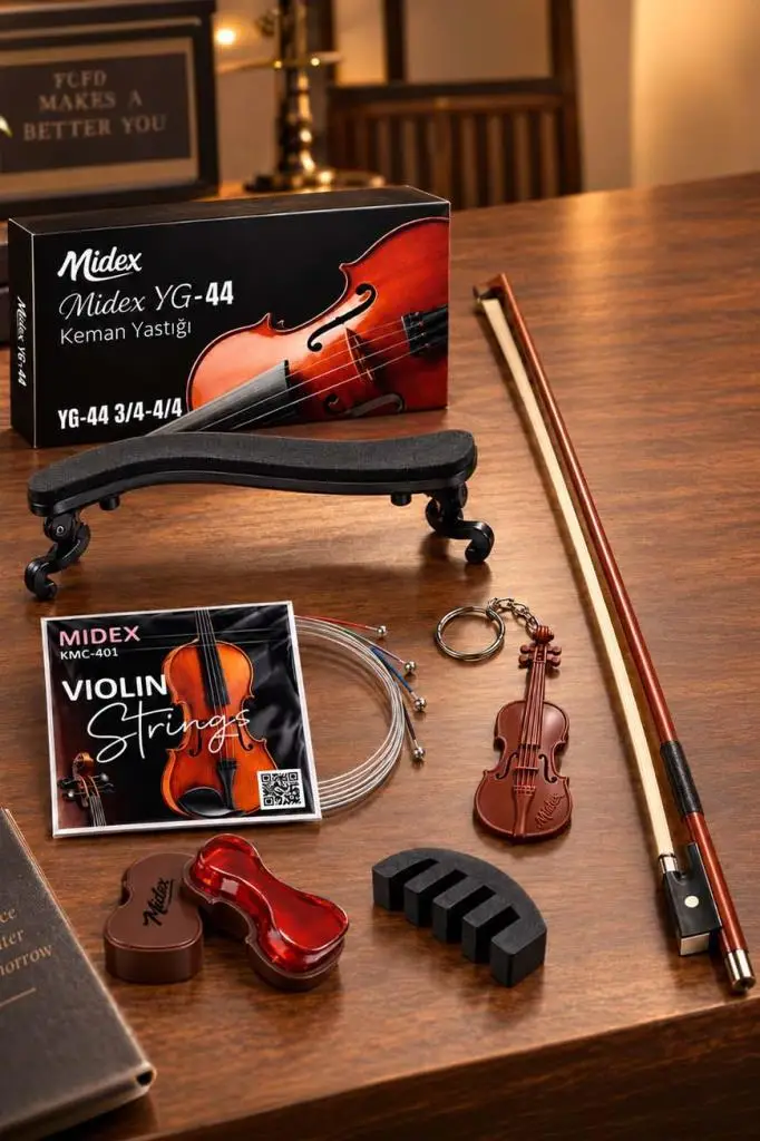 Midex YG-44KYT Keman Yastığı Keman Yayı Keman Teli Reçine Susturucu Set (4/4 ve 3/4 Uyumlu)
