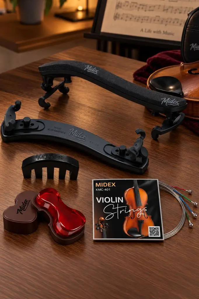 Midex YST-04 Set 4/4 Keman Yastığı Keman Teli Metal Susturucu ve Reçine Seti