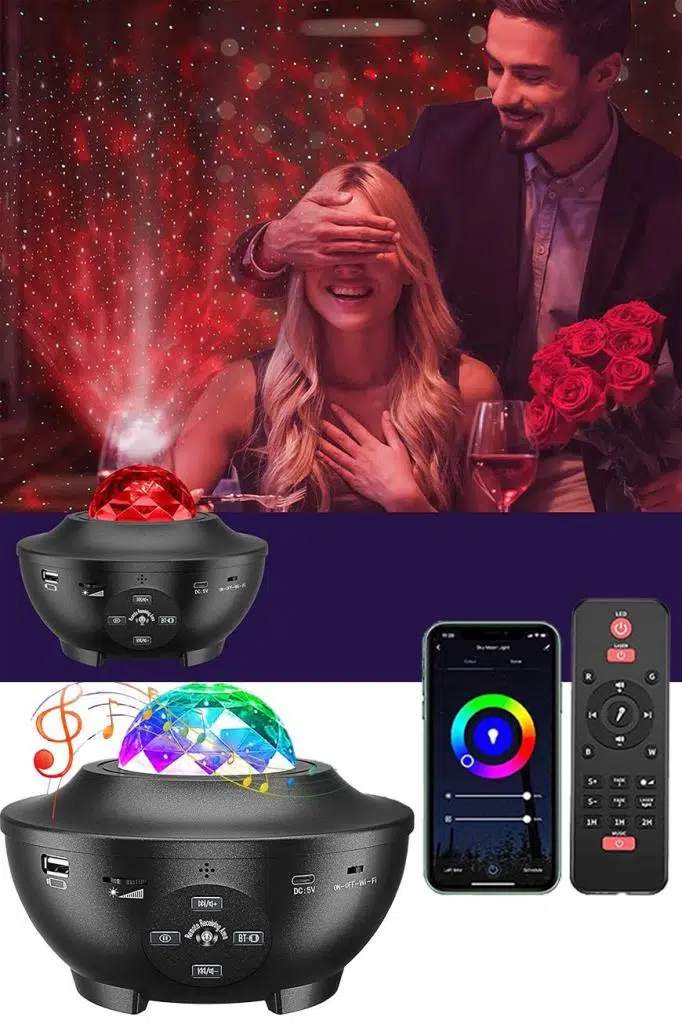 Quenlite OC-12 Bluetooth'lu LED Gökyüzü Işıkları Bulutsu Okyanus Dalgası Projektörü Eğlence Disko Parti