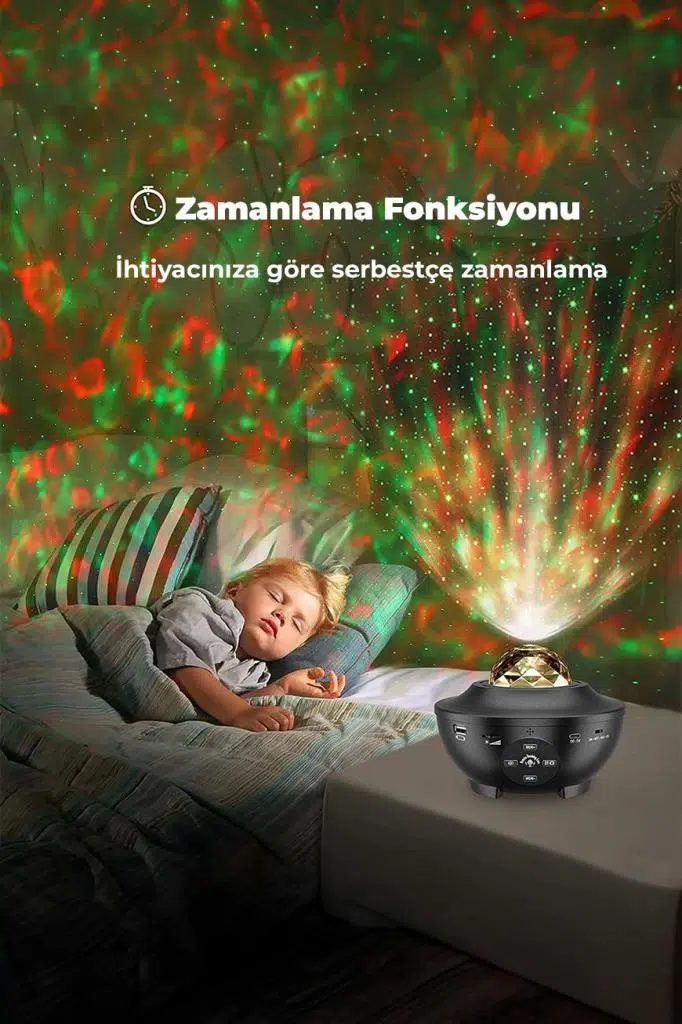 Quenlite OC-12 Bluetooth'lu LED Gökyüzü Işıkları Bulutsu Okyanus Dalgası Projektörü Eğlence Disko Parti