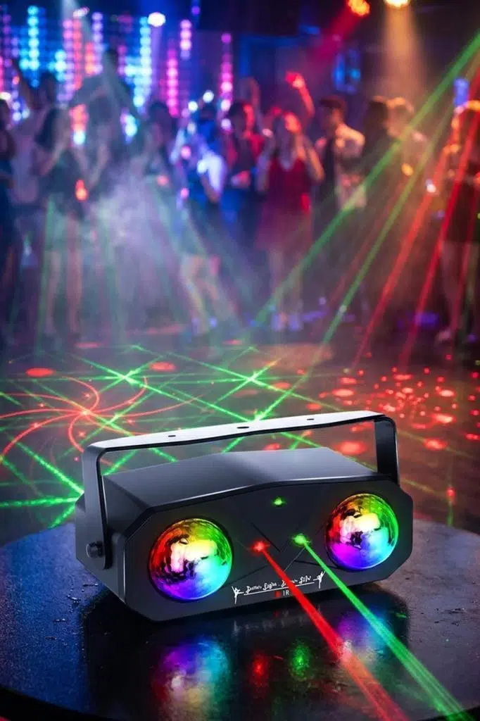 Quenlite QD-145 RGB Led Lazer Disko Topu Sahne Işık Projektörü 5'i 1 Arada Quenlite QD-145 RGB Led Lazer Disko Topu Sahne Işık Projektörü 5'i 1 Arada