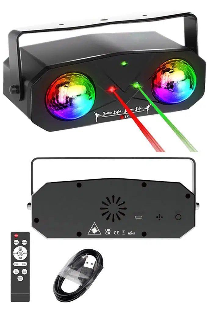 Quenlite QD-145 RGB Led Lazer Disko Topu Sahne Işık Projektörü 5'i 1 Arada Quenlite QD-145 RGB Led Lazer Disko Topu Sahne Işık Projektörü 5'i 1 Arada