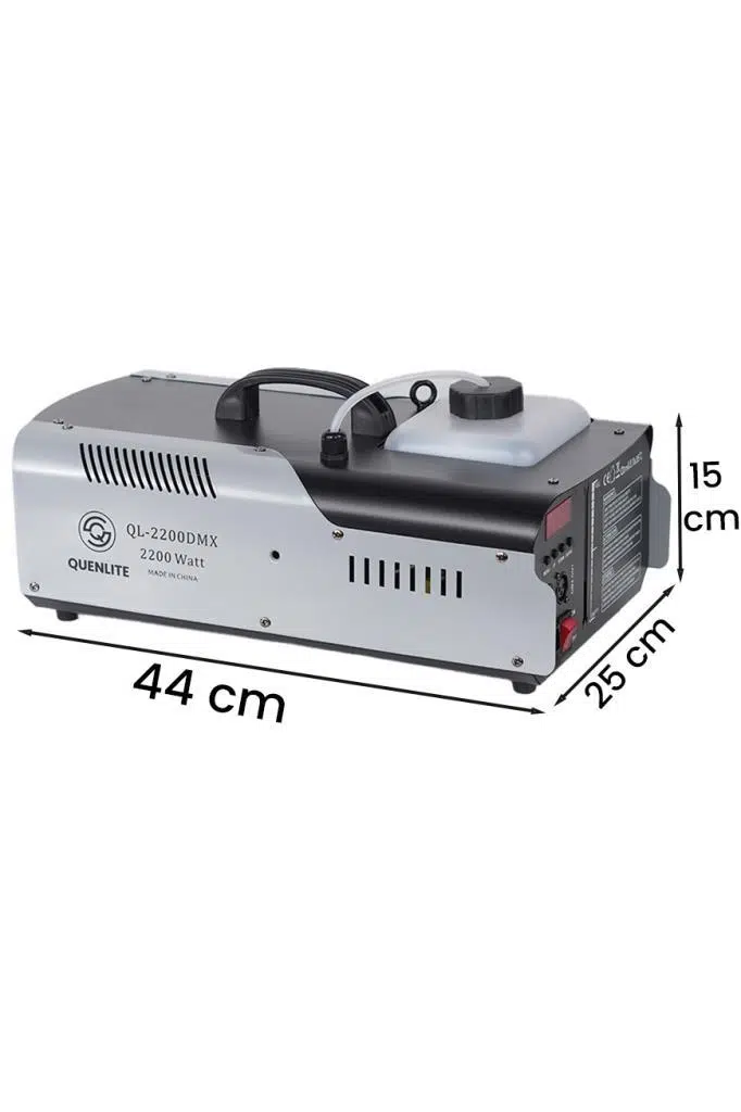 Quenlite QL-2200LK DMX RGB Sis Makinası 2200 Watt DMX Kontrollü LED Işıklı (5 Litre Likitli) Quenlite QL-2200LK DMX RGB Sis Makinası 2200 Watt DMX Kontrollü LED Işıklı (5 Litre Likitli)