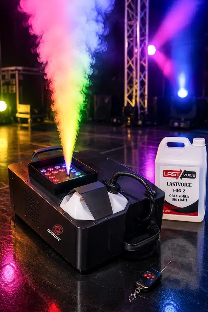 Quenlite Volcano-2500LK DMX Sis Makinası 2500 Watt LED Işıklı Uzaktan Kumandalı (5 Litre Likitli) Quenlite Volcano-2500LK DMX Sis Makinası 2500 Watt LED Işıklı Uzaktan Kumandalı (5 Litre Likitli)
