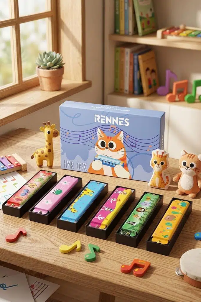 Rennes HMR-06X 6'lı Çocuklara Özel 16 Delikli Mızıka Seti Desenli